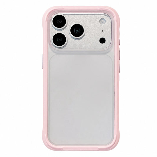 Compatible with iPhone 18 Pro Max Silicone Frame Bumper Frosted Back Panel Phone Case - Grey Pink