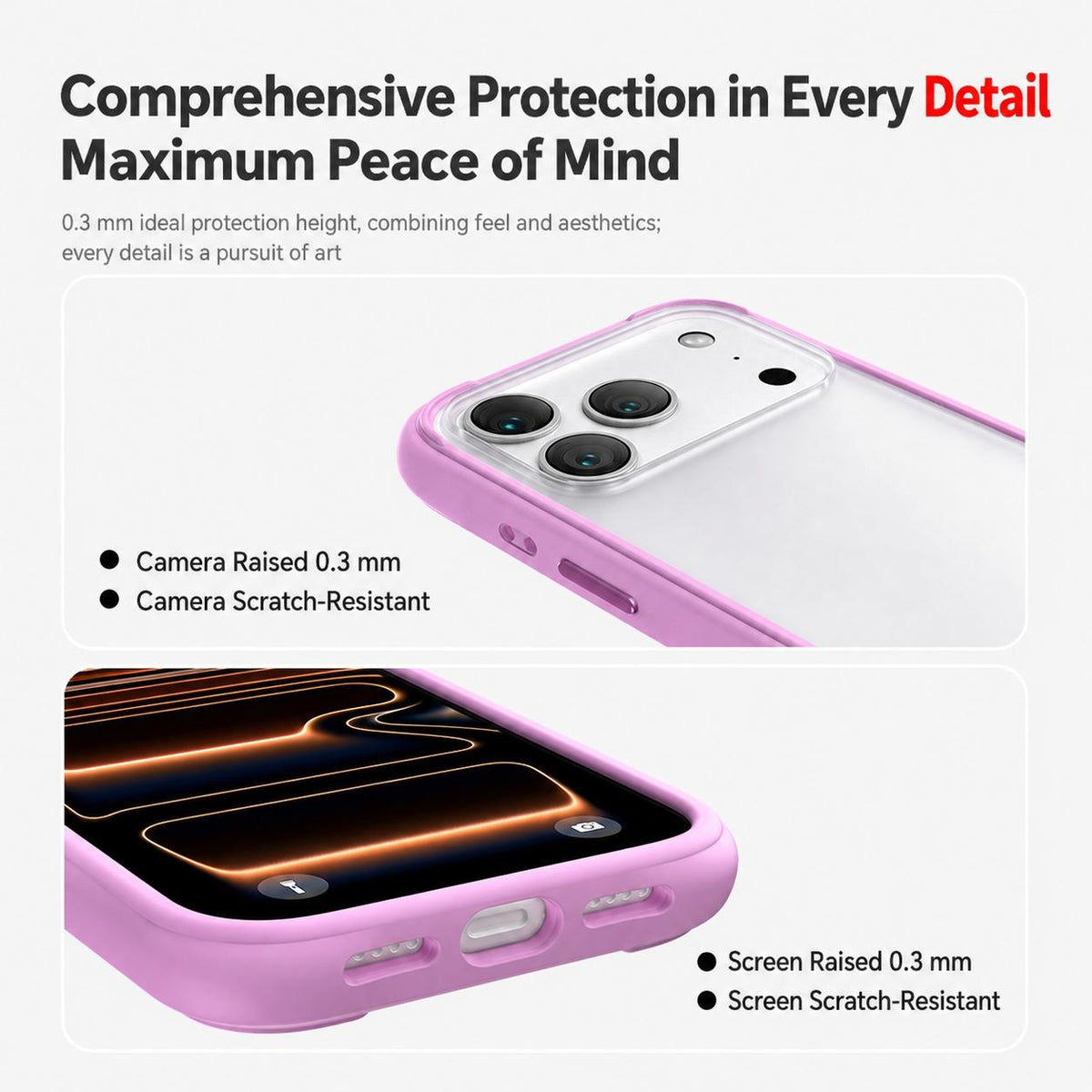 Compatible with iPhone 18 Pro Max Silicone Frame Bumper Frosted Back Panel Phone Case - Purple