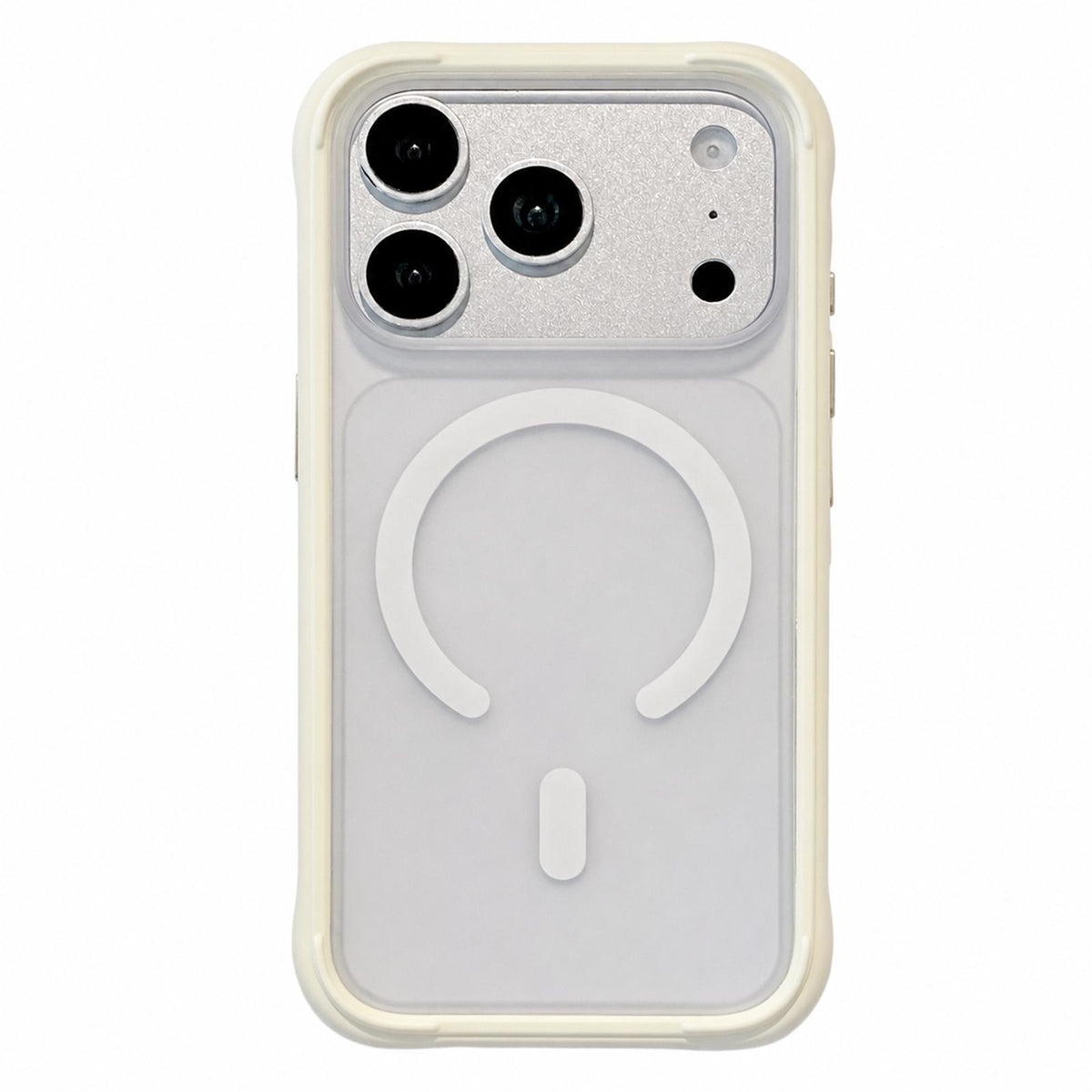 Compatible with iPhone 18 Pro Max Silicone Frame Bumper Magnetic Frosted Back Panel Phone Case - White