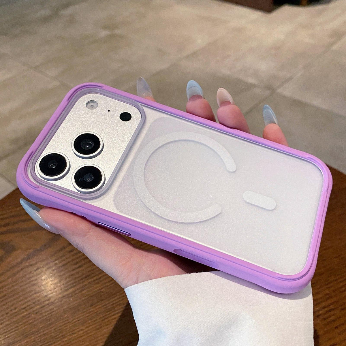 Compatible with iPhone 18 Pro Max Silicone Frame Bumper Magnetic Frosted Back Panel Phone Case - Purple