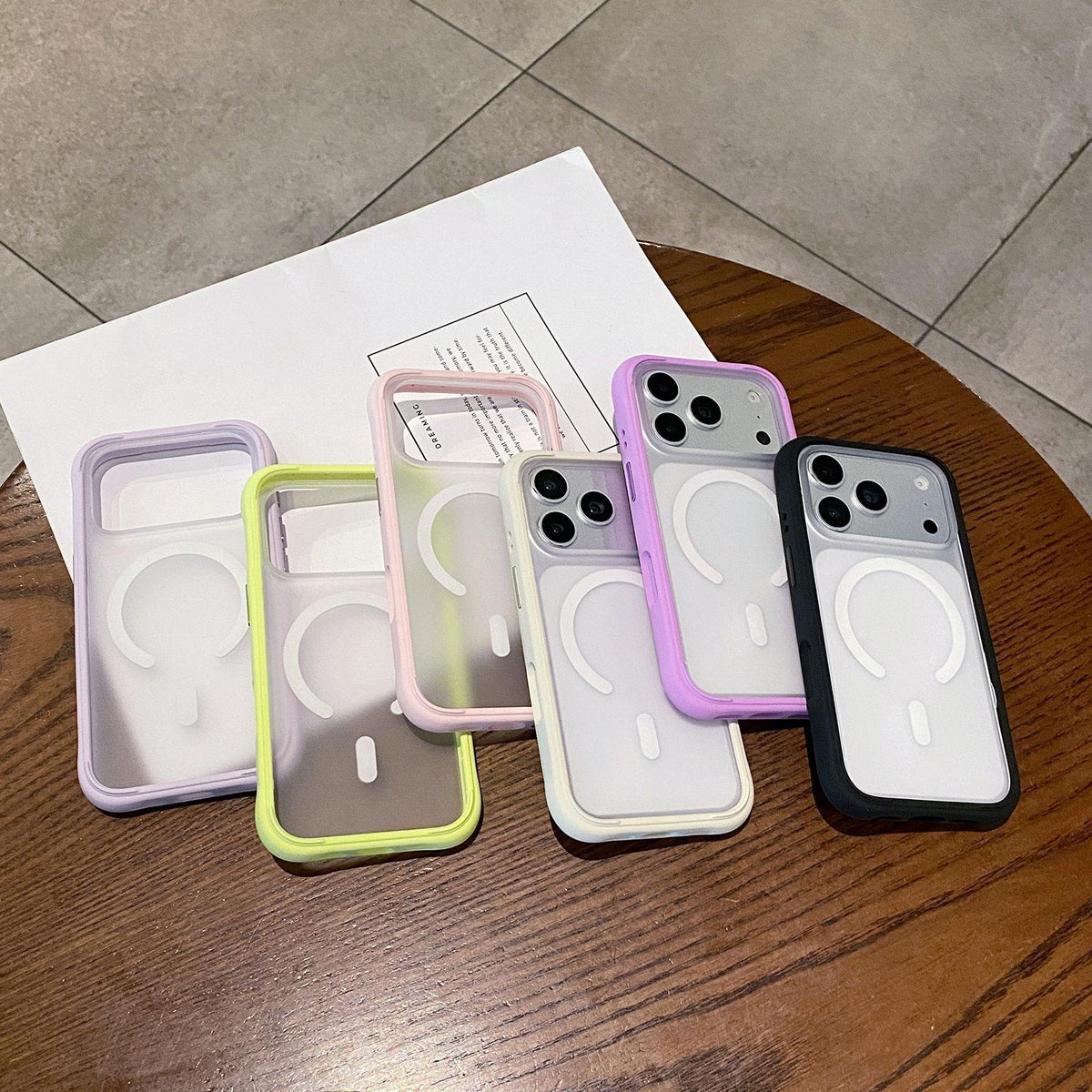 Compatible with iPhone 18 Pro Max Silicone Frame Bumper Magnetic Frosted Back Panel Phone Case - White