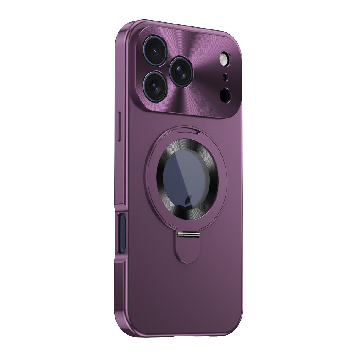Compatible with iPhone 18 Pro Max Privacy Screen Film Full Cover MagSafe Holder Phone Case - Plum