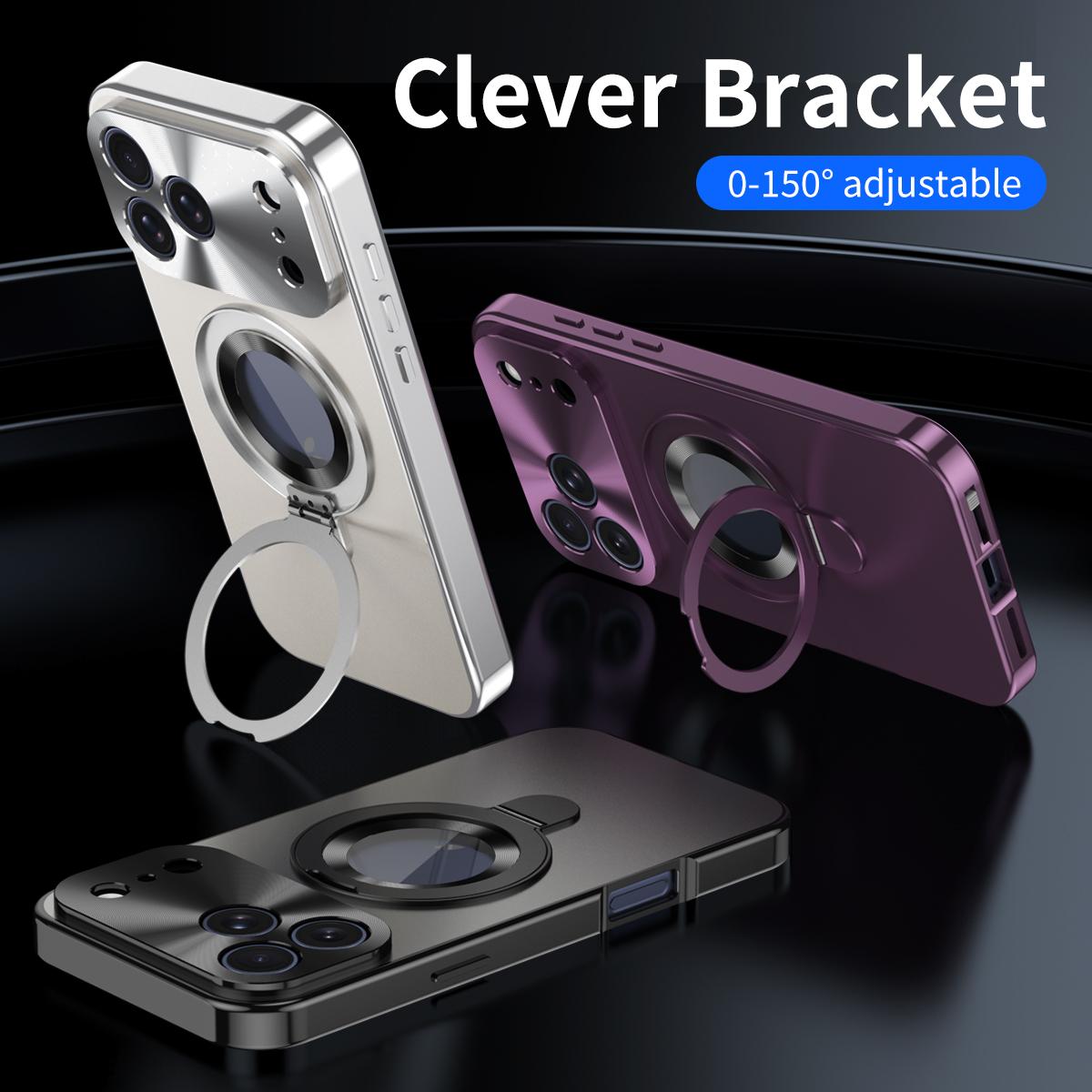 Compatible with iPhone 18 Pro Max Privacy Screen Film Full Cover MagSafe Holder Phone Case - Purple