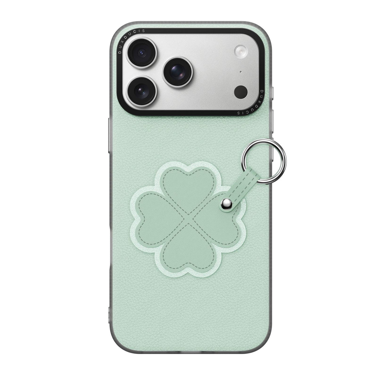 Compatible with iPhone 18 Pro Max & 17 Pro Max DUX DUCIS LUVY Series Ring Phone Case with Lanyard - Grass Green Clover