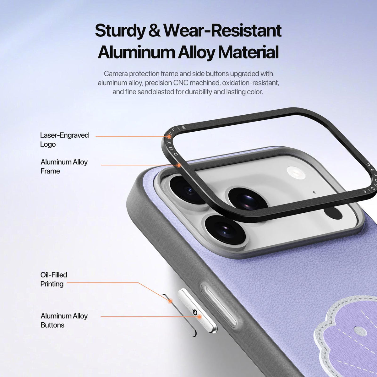 Compatible with iPhone 18 Pro Max & 17 Pro Max DUX DUCIS LUVY Series Ring Phone Case with Lanyard - Lilac Purple Shell