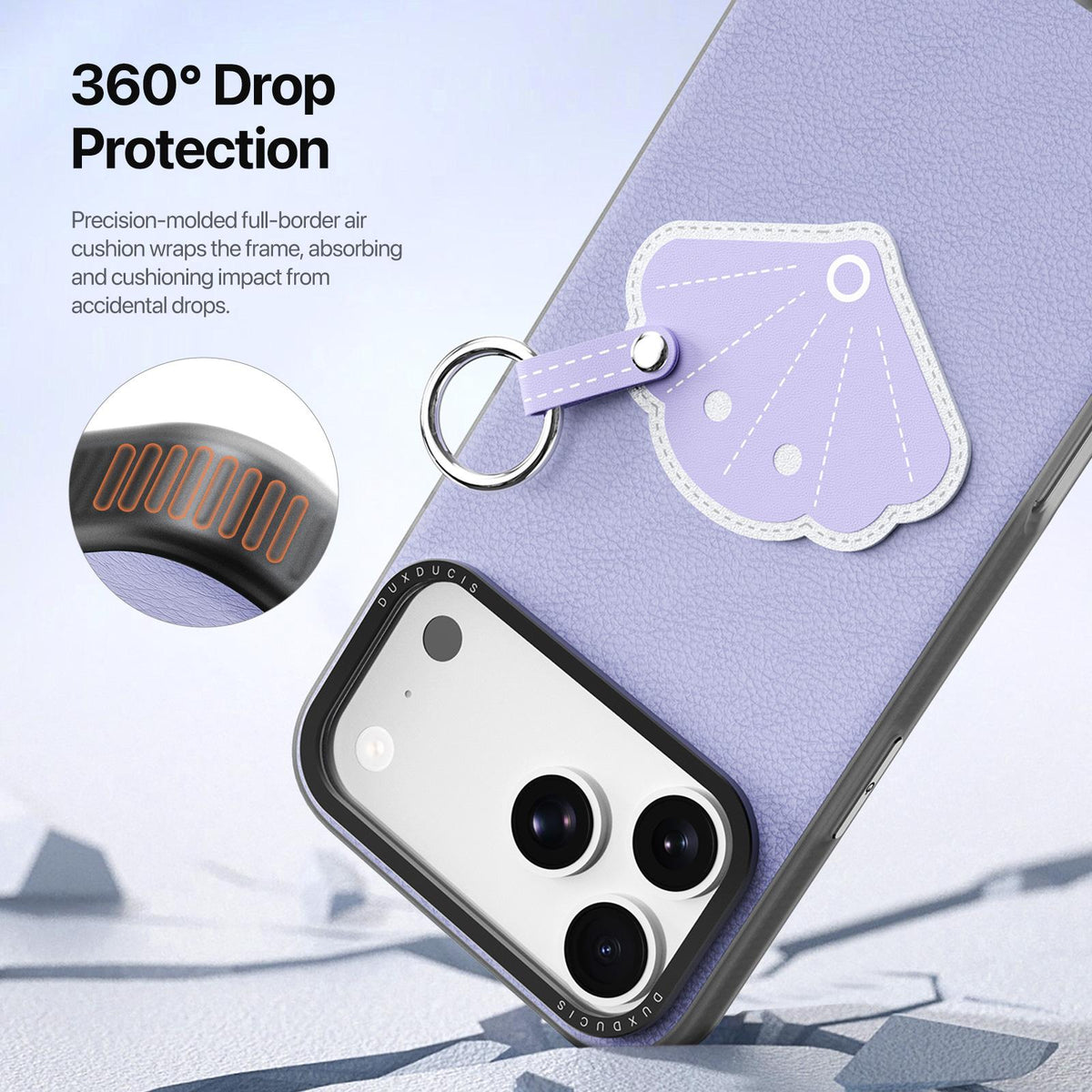 Compatible with iPhone 18 Pro Max & 17 Pro Max DUX DUCIS LUVY Series Ring Phone Case with Lanyard - Lilac Purple Shell