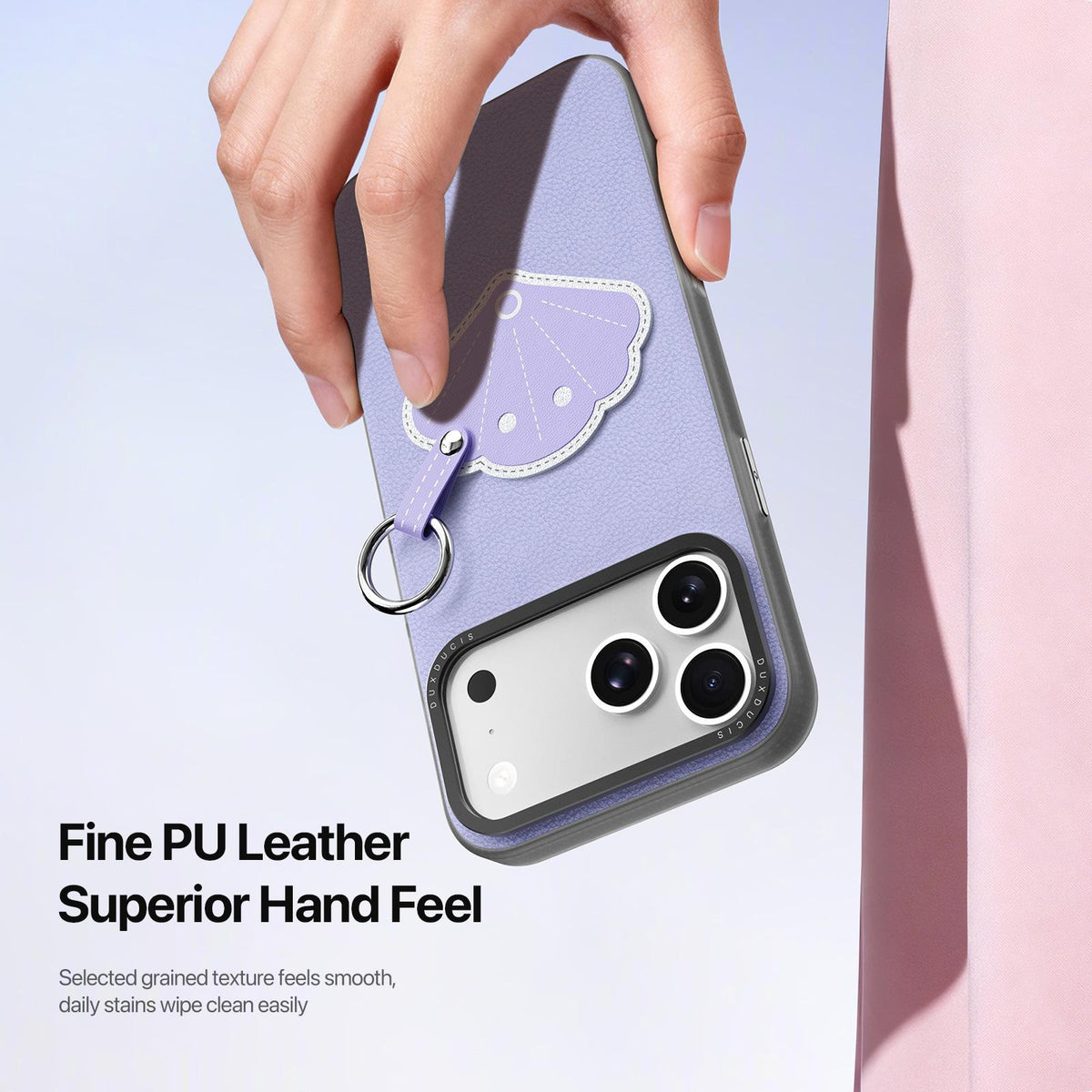 Compatible with iPhone 18 Pro Max & 17 Pro Max DUX DUCIS LUVY Series Ring Phone Case with Lanyard - Lilac Purple Shell