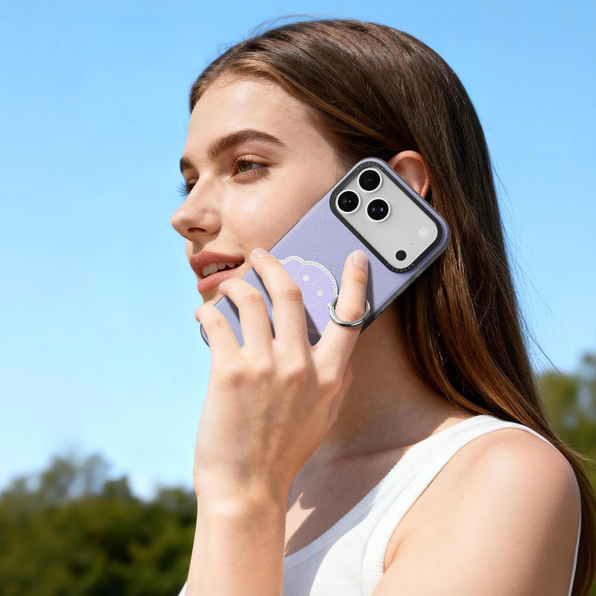 Compatible with iPhone 18 Pro Max & 17 Pro Max DUX DUCIS LUVY Series Ring Phone Case with Lanyard - Lilac Purple Shell
