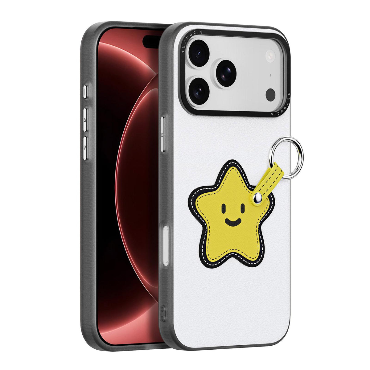 Compatible with iPhone 18 Pro Max & 17 Pro Max DUX DUCIS LUVY Series Ring Phone Case with Lanyard - Snow White Star
