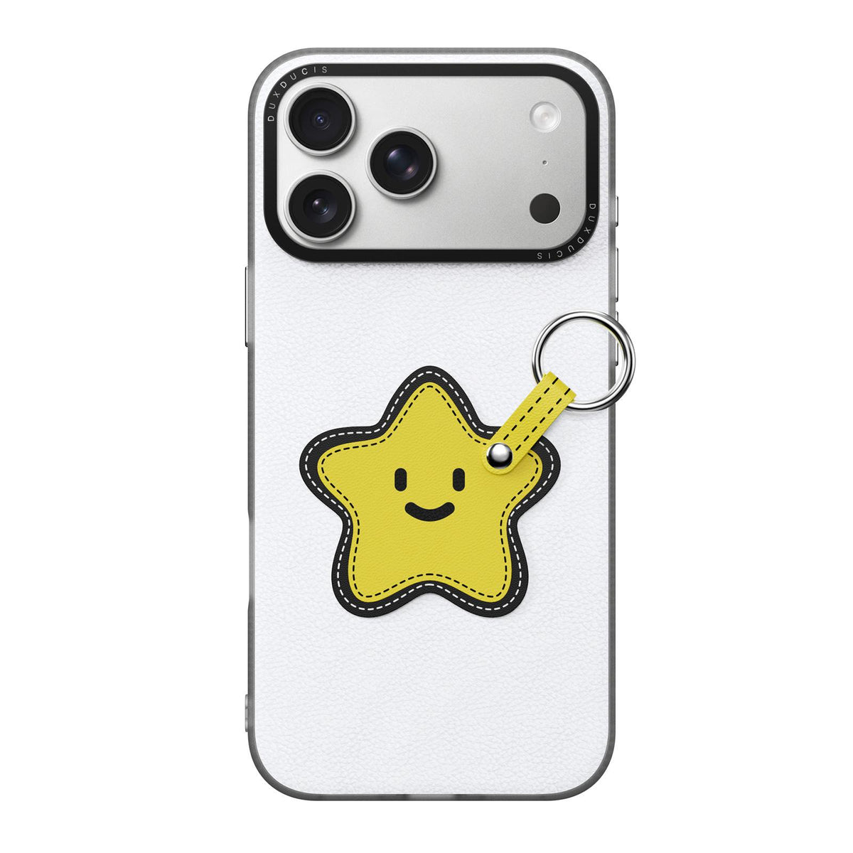 Compatible with iPhone 18 Pro Max & 17 Pro Max DUX DUCIS LUVY Series Ring Phone Case with Lanyard - Snow White Star