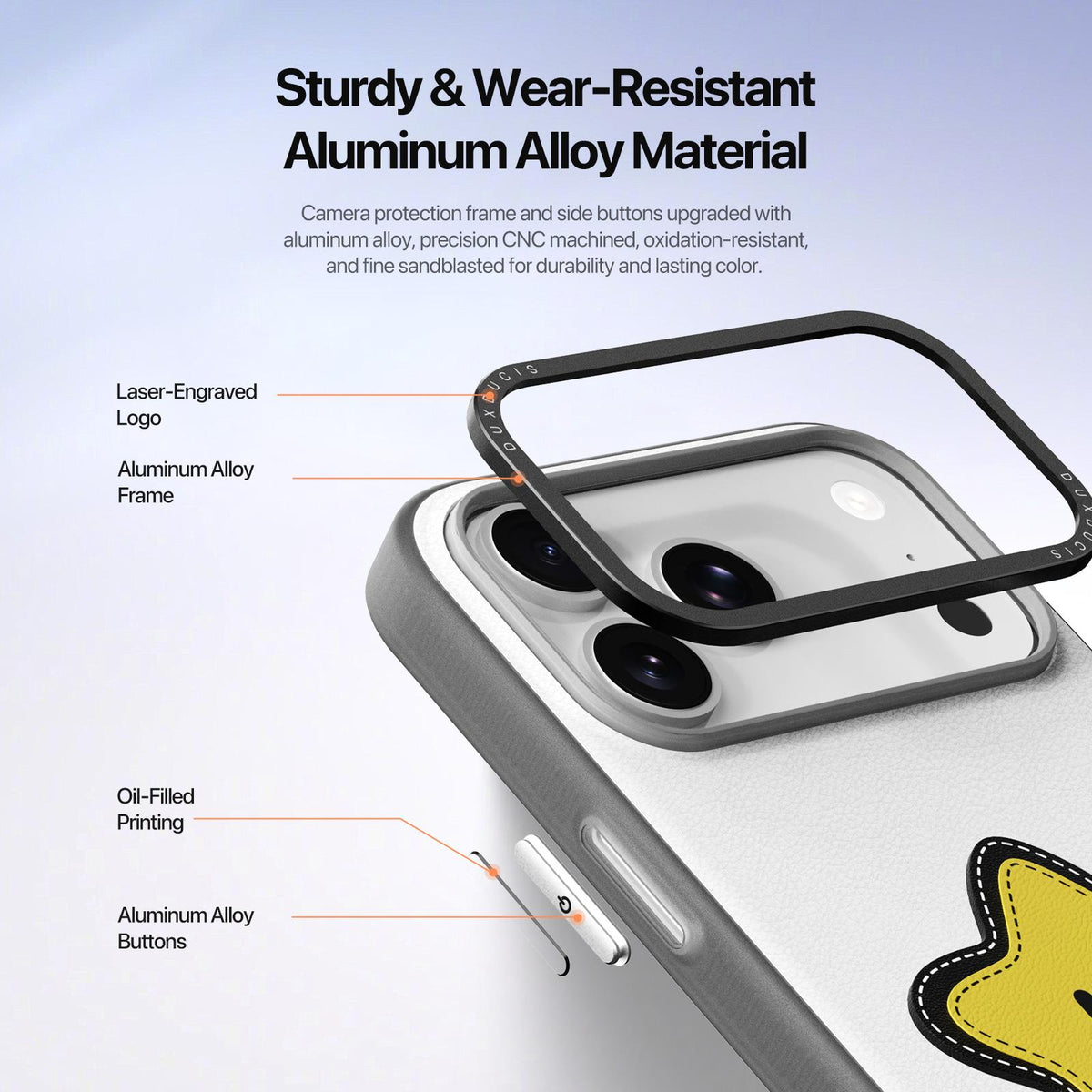 Compatible with iPhone 18 Pro Max & 17 Pro Max DUX DUCIS LUVY Series Ring Phone Case with Lanyard - Snow White Star