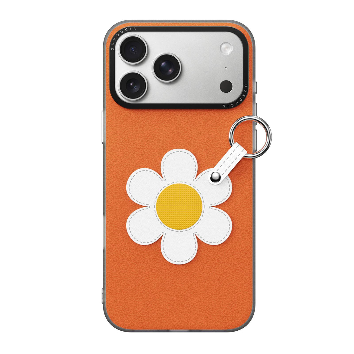 Compatible with iPhone 18 Pro Max & 17 Pro Max DUX DUCIS LUVY Series Ring Phone Case with Lanyard - Warm Orange Daisy
