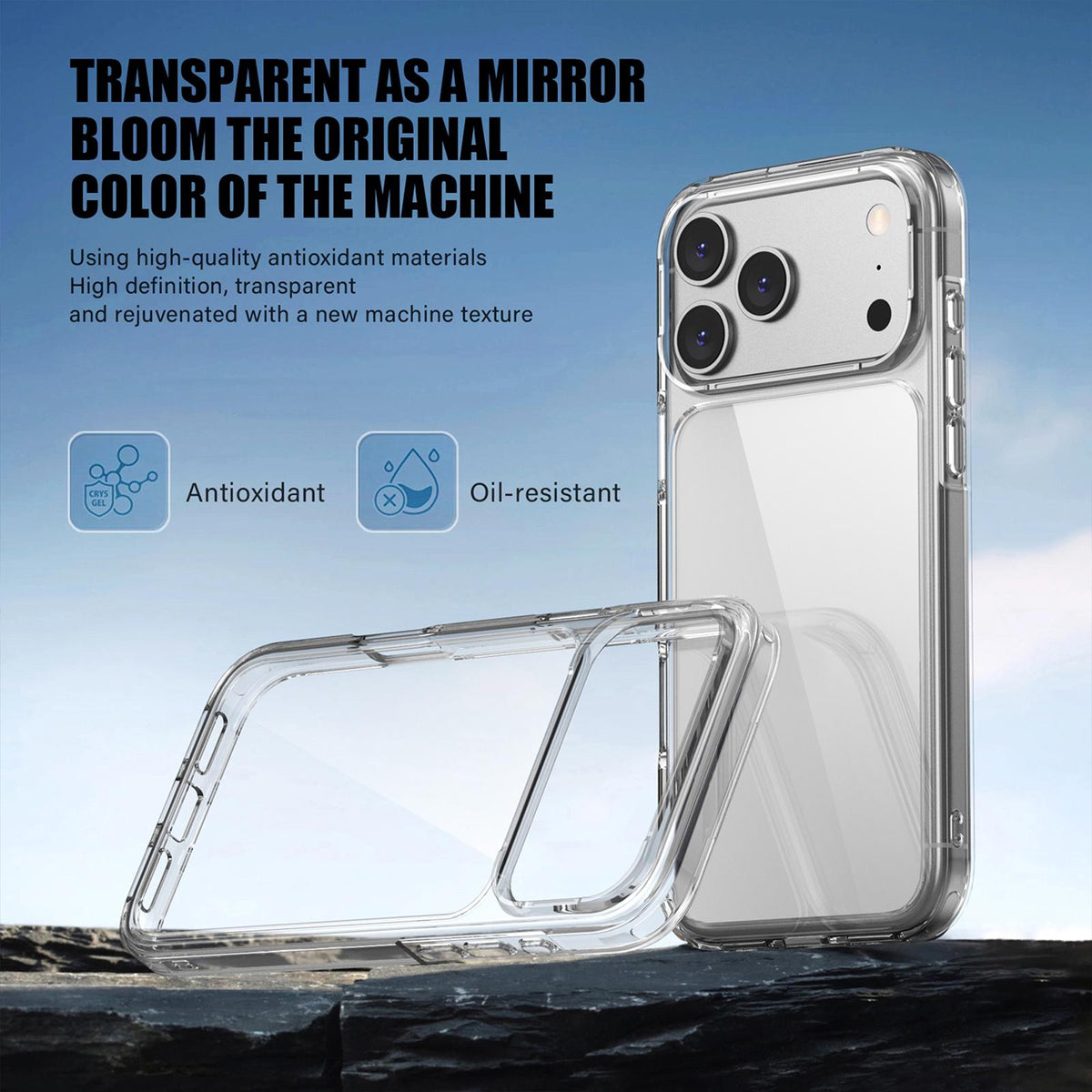Compatible with iPhone 18 Pro Max iPAKY Aurora Series Shockproof PC + TPU Protective Phone Case - Transparent