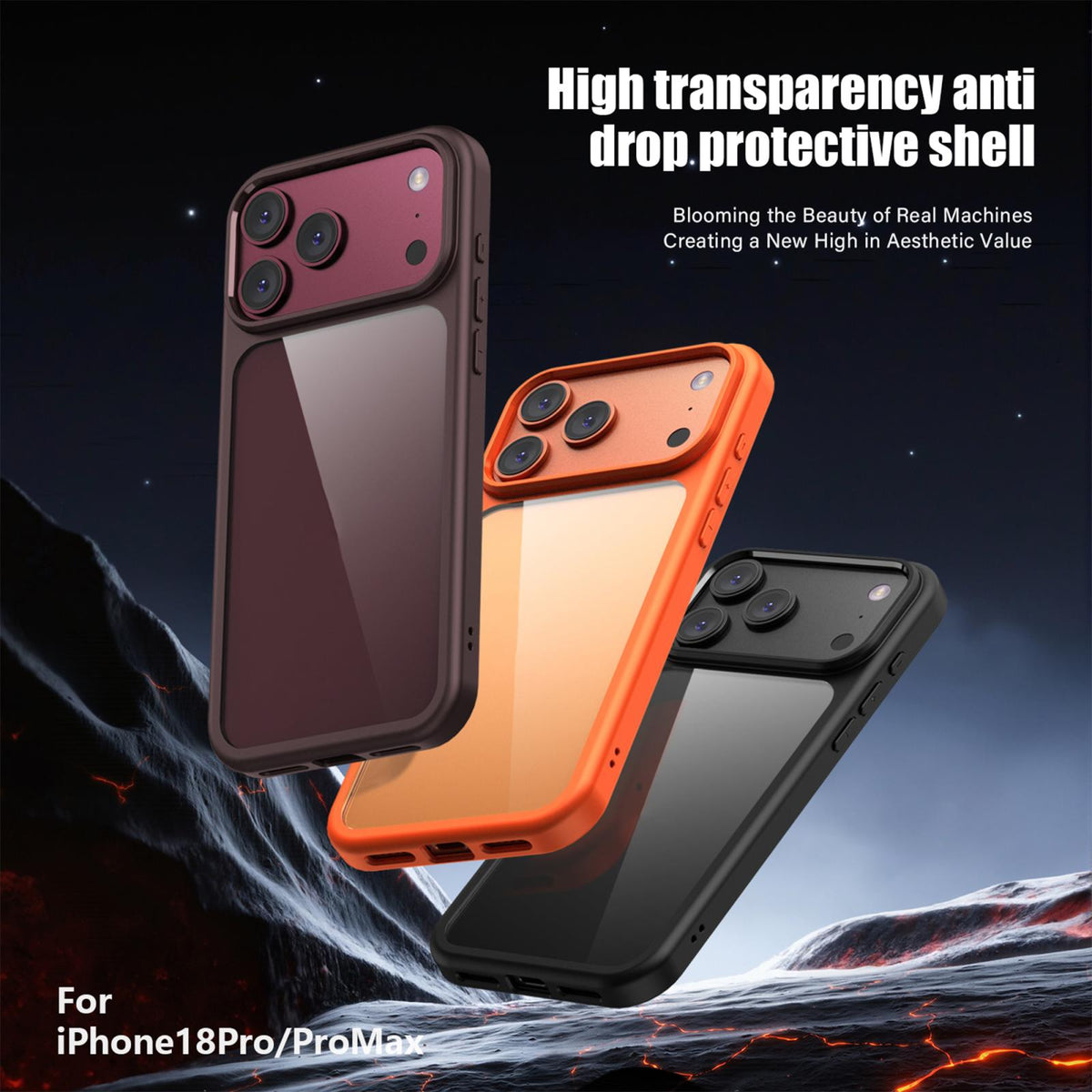 Compatible with iPhone 18 Pro Max iPAKY Bright Color Series Shockproof PC+TPU Phone Case - Orange