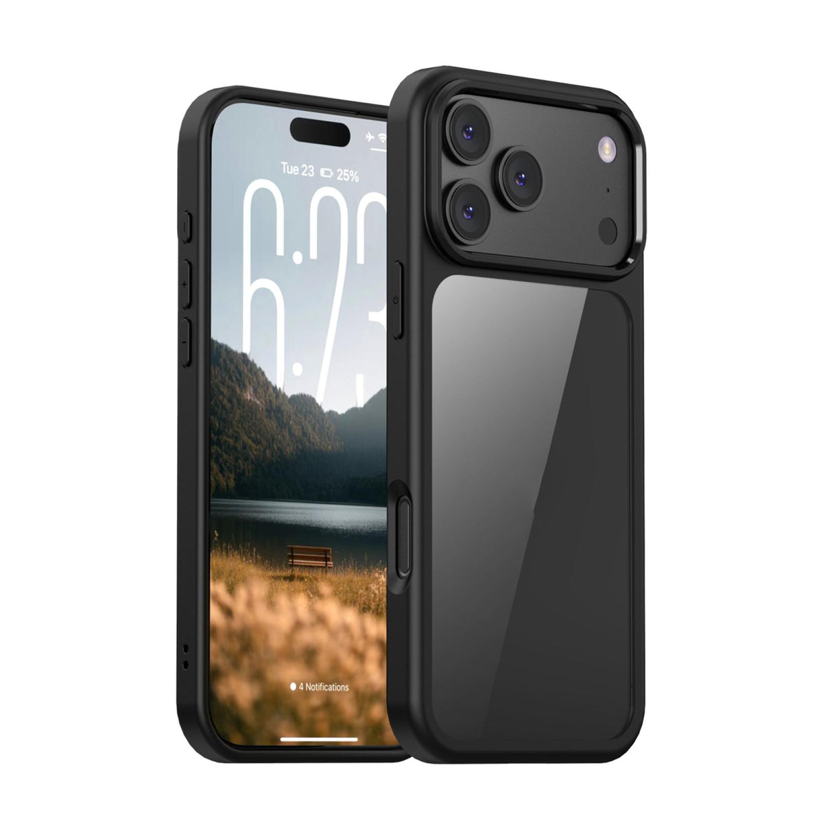 Compatible with iPhone 18 Pro Max iPAKY Bright Color Series Shockproof PC+TPU Phone Case - Black