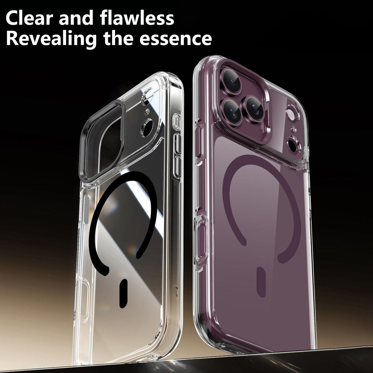 Compatible with iPhone 18 Pro Max iPAKY Mingxing Series MagSafe Magnetic Shockproof PC+TPU Phone Case - Transparent + Wine Red