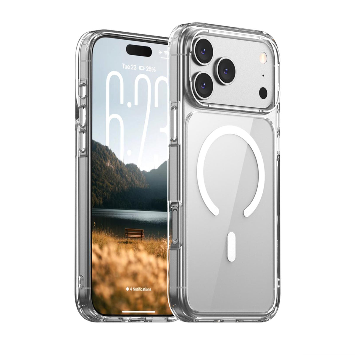 Compatible with iPhone 18 Pro Max & 17 Pro Max iPAKY Aurora Series Magnetic PC Dual-Layer TPU Phone Case - Transparent