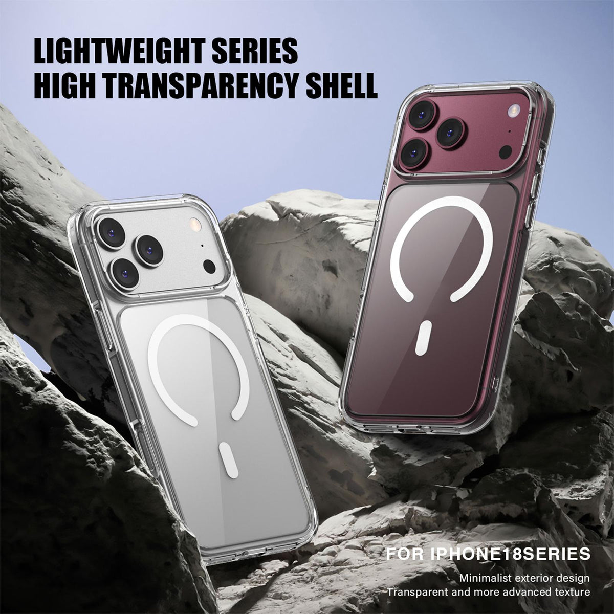 Compatible with iPhone 18 Pro Max & 17 Pro Max iPAKY Aurora Series Magnetic PC Dual-Layer TPU Phone Case - Transparent