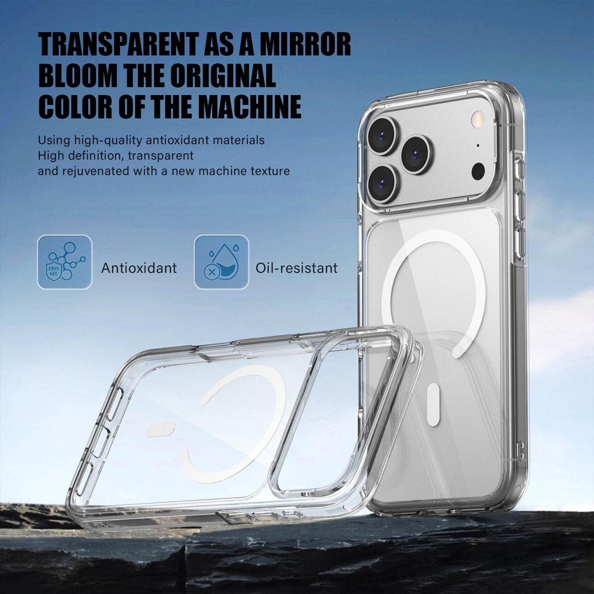 Compatible with iPhone 18 Pro Max & 17 Pro Max iPAKY Aurora Series Magnetic PC Dual-Layer TPU Phone Case - Transparent