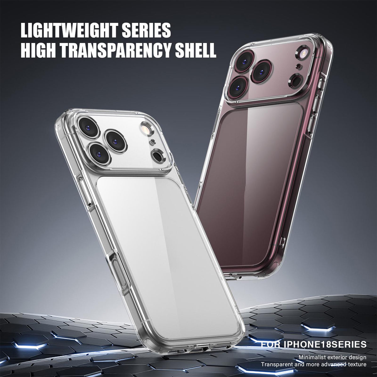 Compatible with iPhone 18 Pro Max iPAKY Aurora Series Precision-Cut Shockproof PC Dual-Layer TPU Phone Case - Transparent