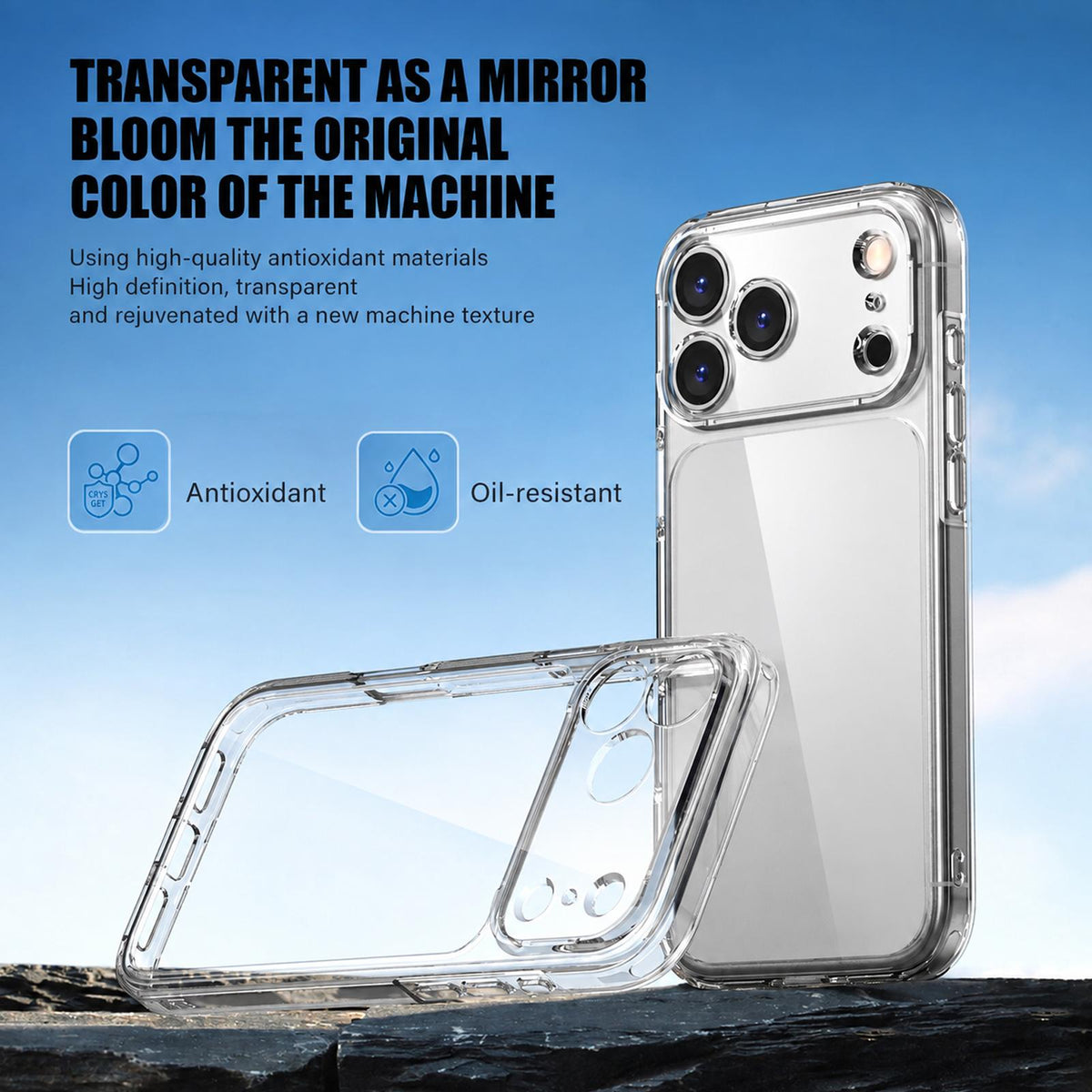 Compatible with iPhone 18 Pro Max iPAKY Aurora Series Precision-Cut Shockproof PC Dual-Layer TPU Phone Case - Transparent