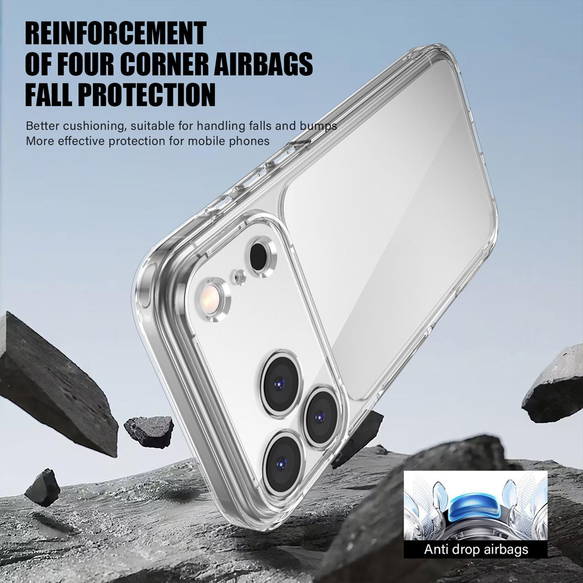 Compatible with iPhone 18 Pro Max iPAKY Aurora Series Precision-Cut Shockproof PC Dual-Layer TPU Phone Case - Transparent