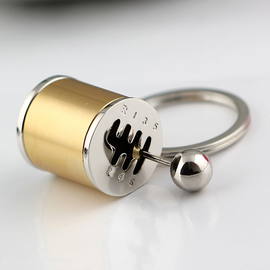 Six-speed Manual Shift Gear Keychain Key Ring Holder(Gold)