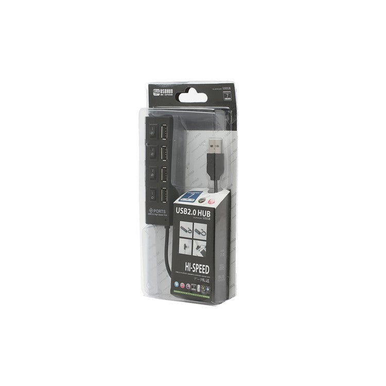 4 Port Hi-Speed USB 2.0 HUB ON/OFF Switch for Laptop PC - Black