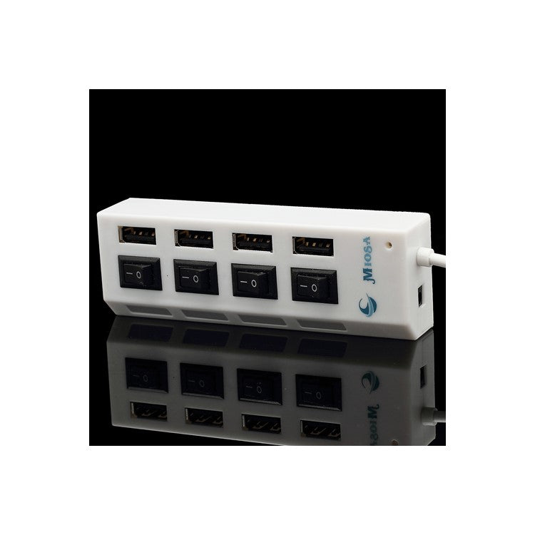 4 Port Hi-Speed USB 2.0 HUB w/ ON/OFF Switch for Laptop PC - White