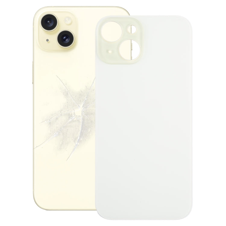 For iPhone 15 Easy Replacement Big Camera Hole Glass Back Battery Cover(Yellow)
