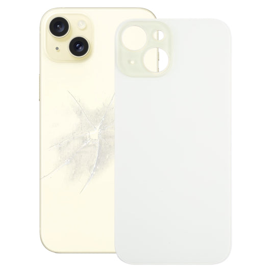 For iPhone 15 Easy Replacement Big Camera Hole Glass Back Battery Cover(Yellow)