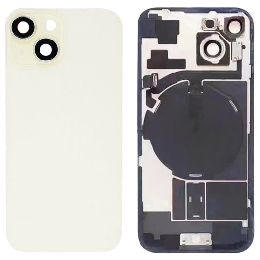 For iPhone 15 Glass Battery Back Cover with Flash Bracket + Wireless Charging Module(Yellow)