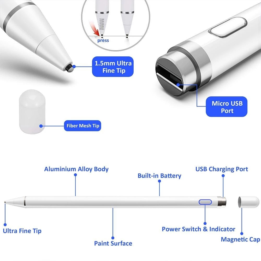 Universal Active Capacitive Stylus Pen(Black)