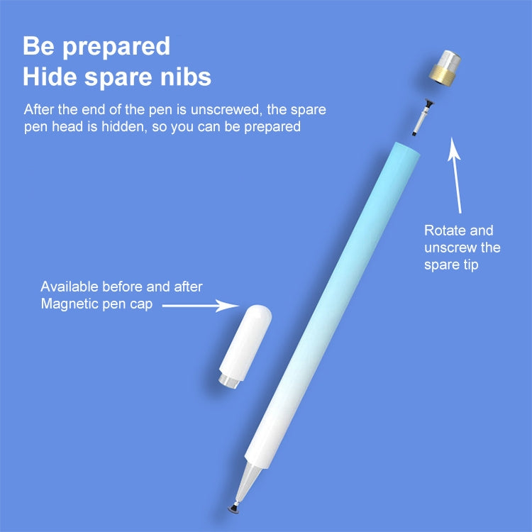 Universal Nano Disc Nib Capacitive Stylus Pen with Magnetic Cap & Spare Nib (White)