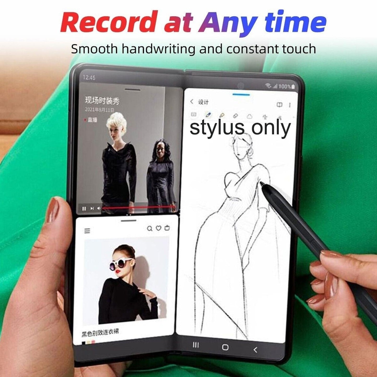 Touch Capacitive Pen Stylus For Samsung Galaxy Z Fold4 / Galaxy Z Fold3 5G (Beige White)