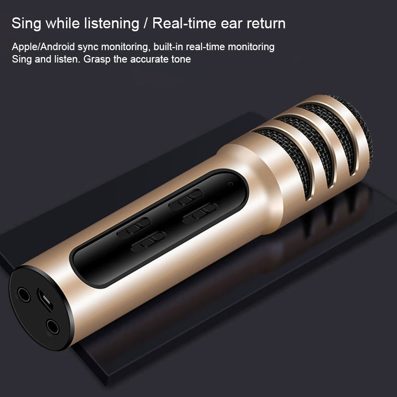 BGN-C7 Condenser Microphone Dual Mobile Phone Karaoke Live Singing Microphone Built-in Sound Card(Red)