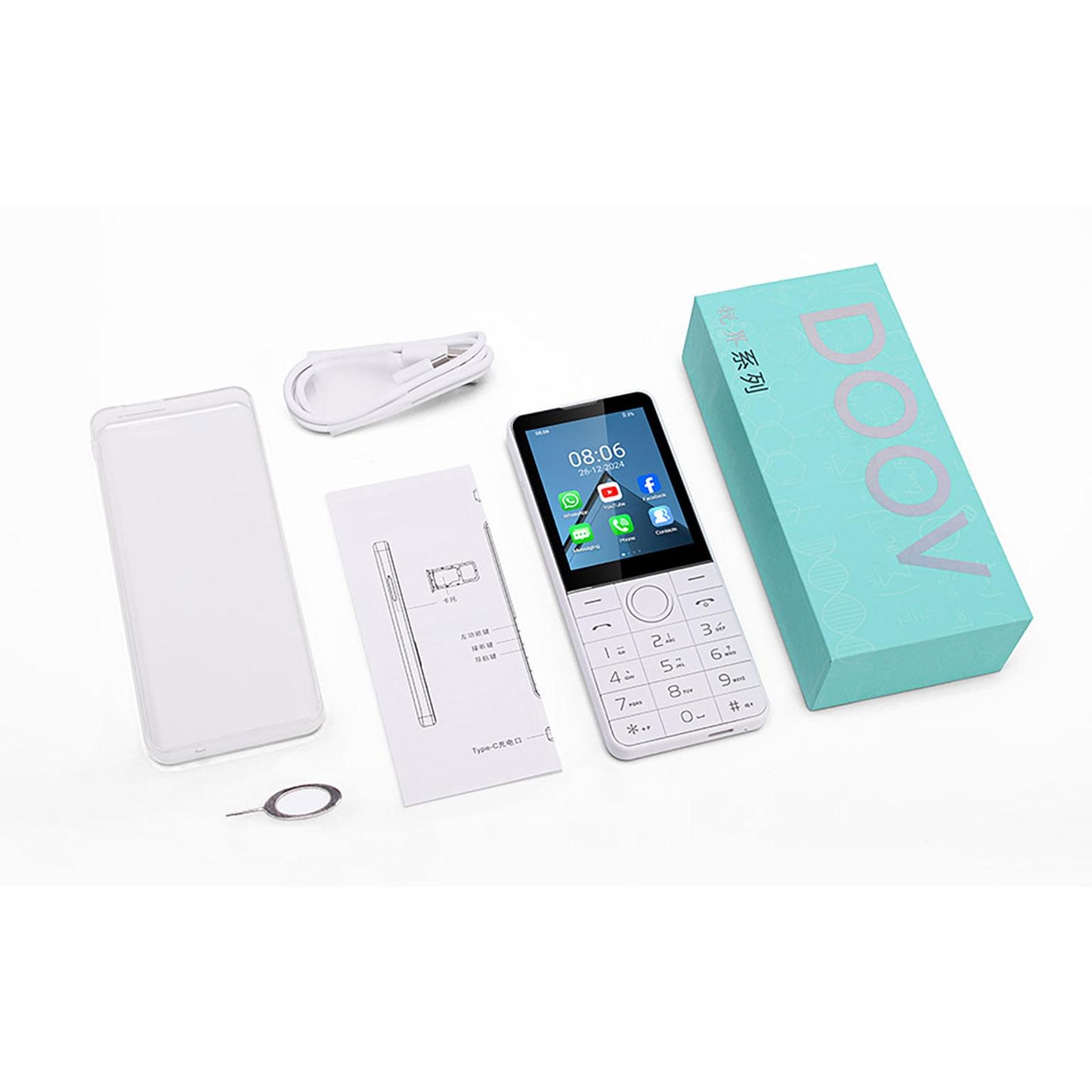 DOOV R17 / F22 Keypad Phone, 3GB+32GB, 2.8 inch Android 13 Mediatek MT6762 Octa Core, Network: 4G (White)