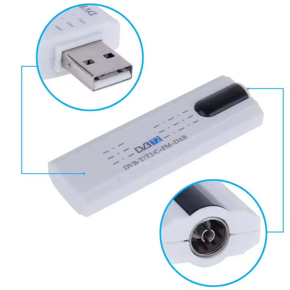 USB 2.0 DVB-T2/T/C TV Stick FM DAB TV Tuner Antenna Receiver Remote
