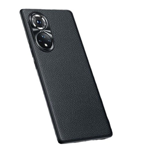 Applicable to Honor 50 mobile phone case  litchi grain genuine leather metal full lens anti-fall