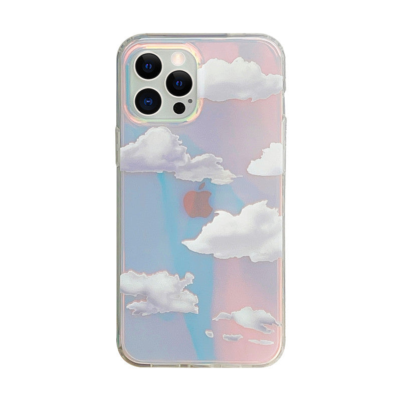 Uniqkart Korean Style Laser White Cloud iPhone 13 Pro Max Mobile Phone Case