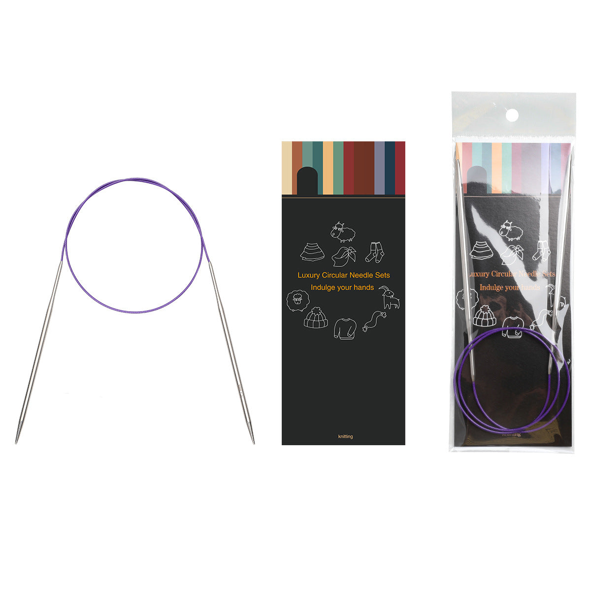80cm Circular Knitting Needle Set of 8 Sizes (2.25mm–5.0mm)