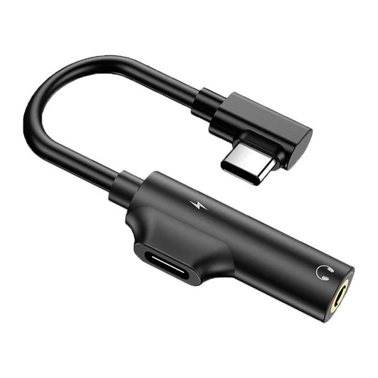 2 in 1 3.5 Audio Charging Listening Wired USB-C / Type-C Adapter(Black)