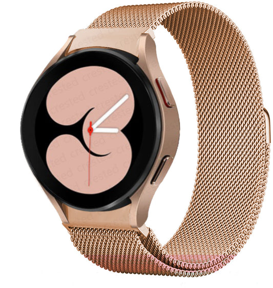 For Samsung Galaxy Watch 5 40mm Stainless Steel Milanese Mesh Loop Magnetic Wristband - Rose Gold