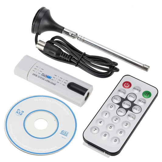 USB 2.0 DVB-T2/T/C TV Stick FM DAB TV Tuner Antenna Receiver Remote