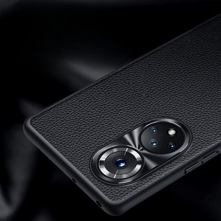 Applicable to Honor 50 mobile phone case  litchi grain genuine leather metal full lens anti-fall