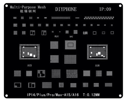 Black Net Suitable For Apple 14 Series Mobile Phone Repair Motherboard Chip 0.3/0.5 Multi-Purpose Tin Planting net