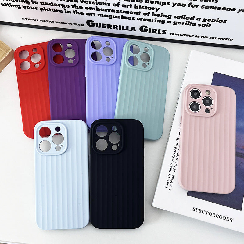 For iPhone 15 Pro Max Case Vertical Pattern Liquid Silicone Phone Cover -Red