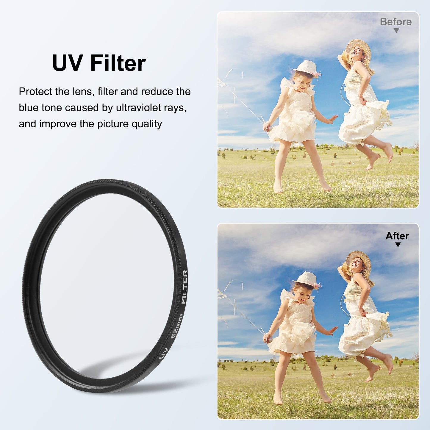 For Insta360 Ace Pro PULUZ 52mm UV Lens Filter Adapter Ring with Lens Cover (Black)