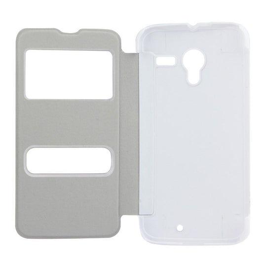 for Moto X Horizontal Flip Leather Case + Plastic  Back Cover with Call Display ID (White)