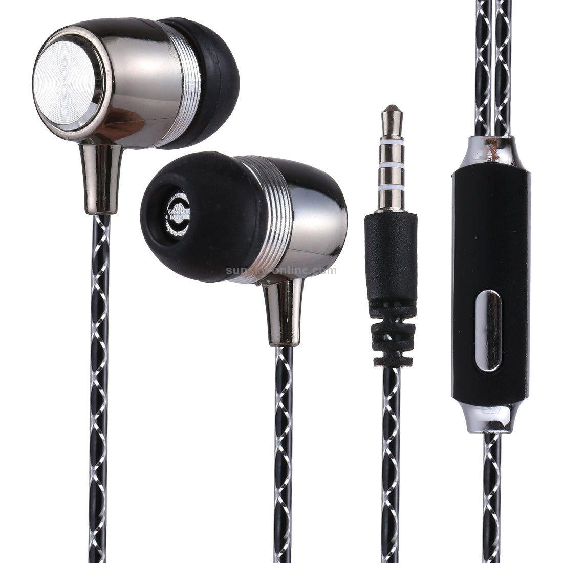 S2 Bass Stereo Sound Generally In-ear Wire Control Earphone with A Pair Earplug Cap